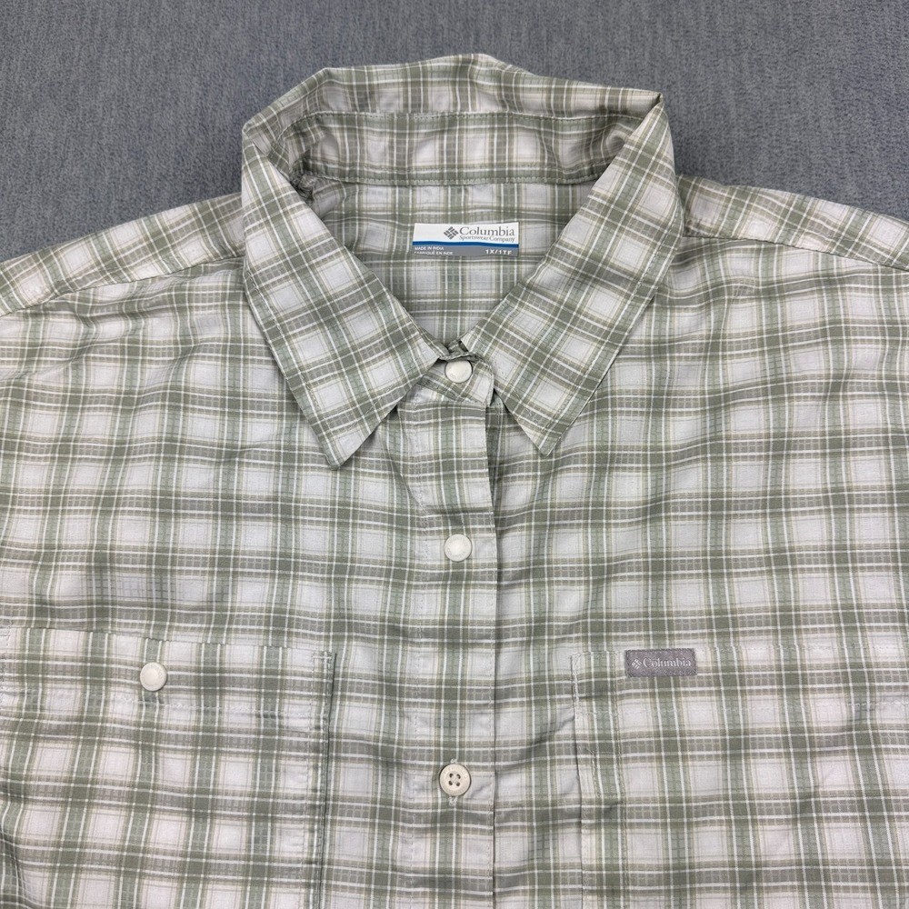 Columbia Shirt Women 1X Green Plaid Silver Ridge Utility Long Sleeve Lightweight - Picture 5 of 11